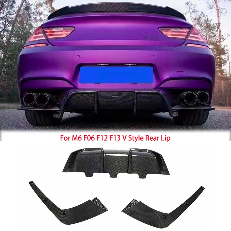 For BMW F06 F12 F13 M6 M Tech M Sport 2013 - 2016 Bumper Guard 3Pcs/set Real Carbon FiberRear Bumper Rear Lip Diffuser Spoiler