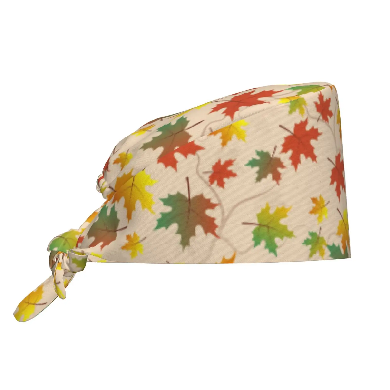Colored Maple Leaf Hat for Both Men and Women Nurse Doctor's Surgical Hat with Elastic Band and Drawstring Rear Style Hat