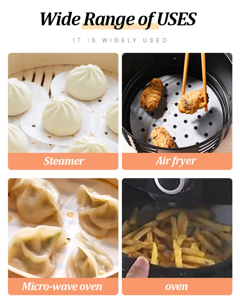 50/100 stücke Bambus Dampfer Papiere Einweg Nicht-Stick Dampfer Matte Öl Papier Luft Friteuse Ofen Küche Pan Pad airfryer Bakpapier – Detail 7