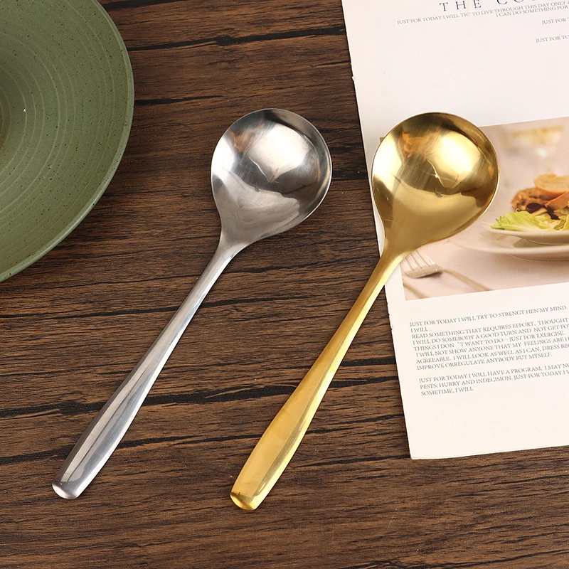 เกาหลีสแตนเลสสตีล Thicken ช้อนซุปขนาดใหญ่ยาว Basting ช้อนสําหรับหม้อร้อนซุป Ladle Home KITCHEN ทําอาหารบนโต๊ะอาหาร