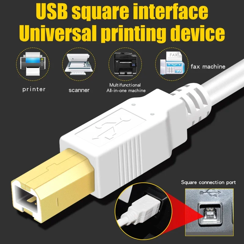 USB Printer Cable USB Type B Male to A Male USB 2.0 Cable for Universal Printing Device Canon Epson HP ZJiang Label Printer