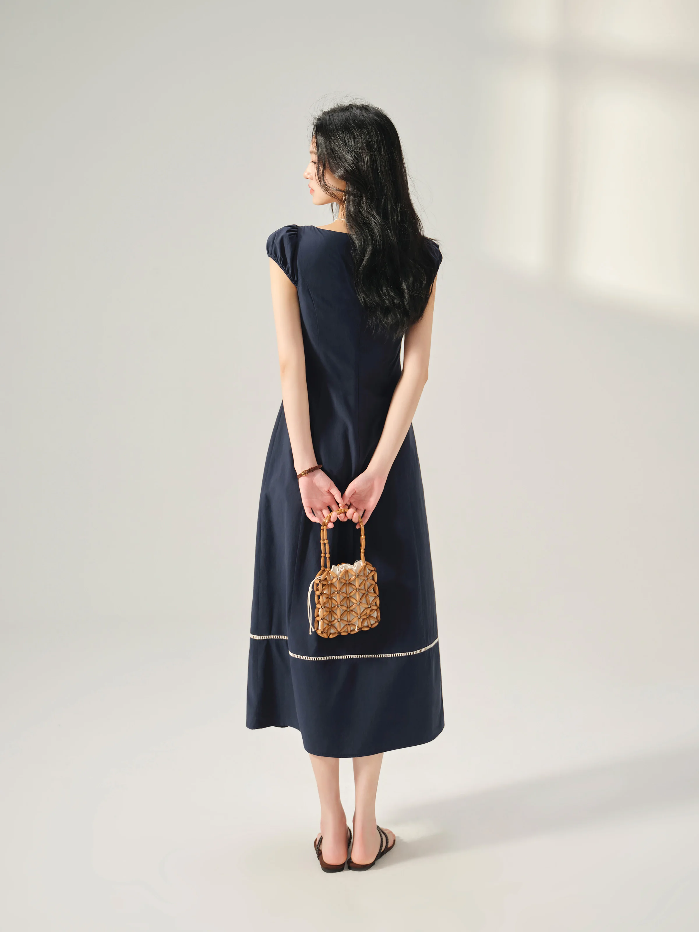 Lace Trimmed Sweetheart Neckline Dress for Women French Style Short Sleeve Tea Dress Elegant Retro Summer Long Dress Casual Look