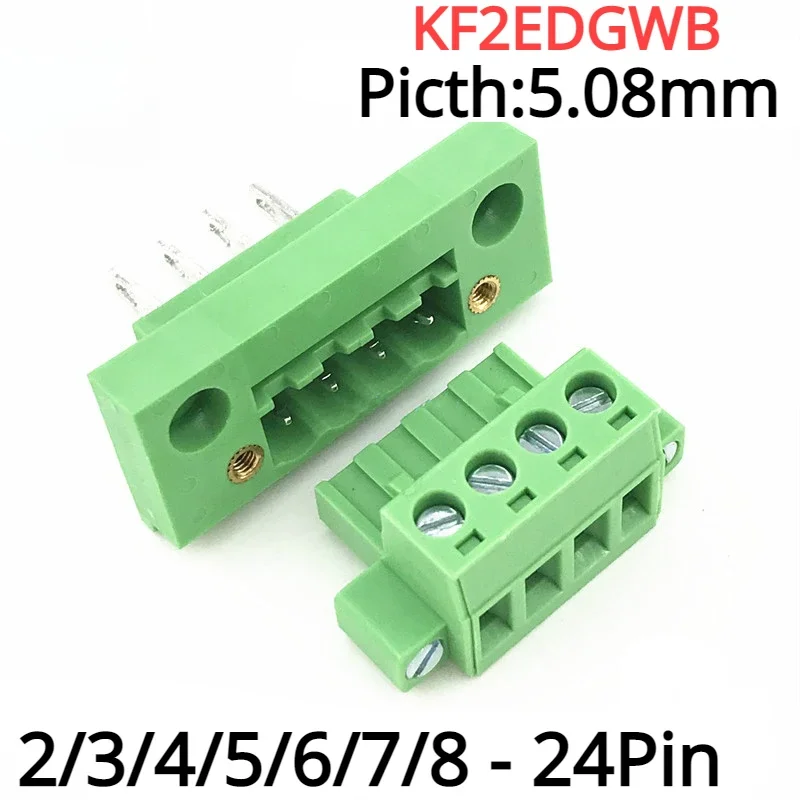 

2sets KF2EDGWB 5.08mm 2/3/4/5/6/7/8/9/10/12-24Pin Wall Terminal Plug Type 2EDG 5.08mm Pitch Connector Pcb Screw Terminal Block