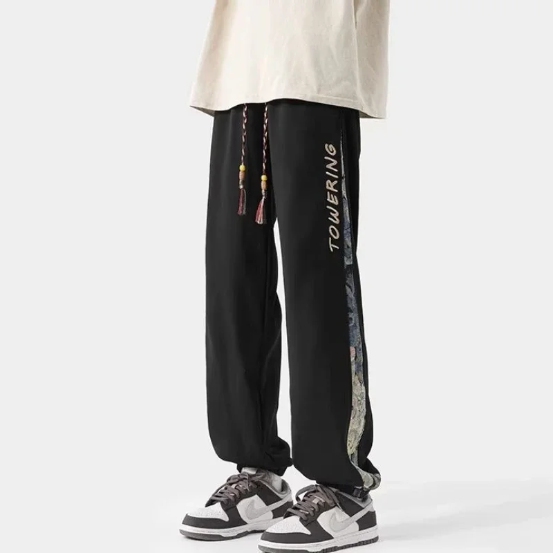 Vintage Embroidered Casual Pants for Men Summer with Athletic and Streetwear Style Baggy Pants Streetwear Men Clothing Trousers