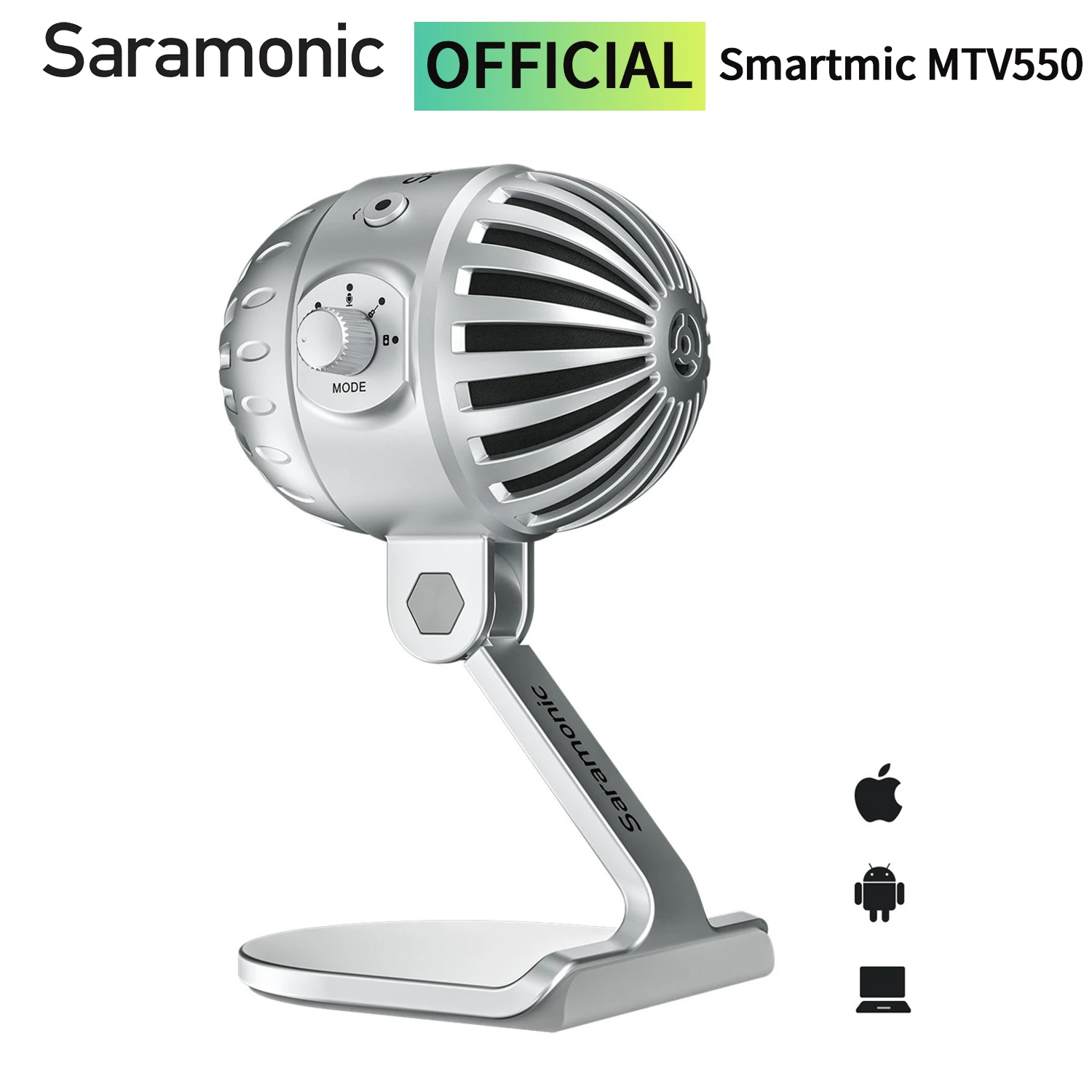 

Saramonic SmartMic MTV550 Desktop Studio USB Microphone for PC Mobile iOS Android Recording Live Streaming Podcasting Youtube