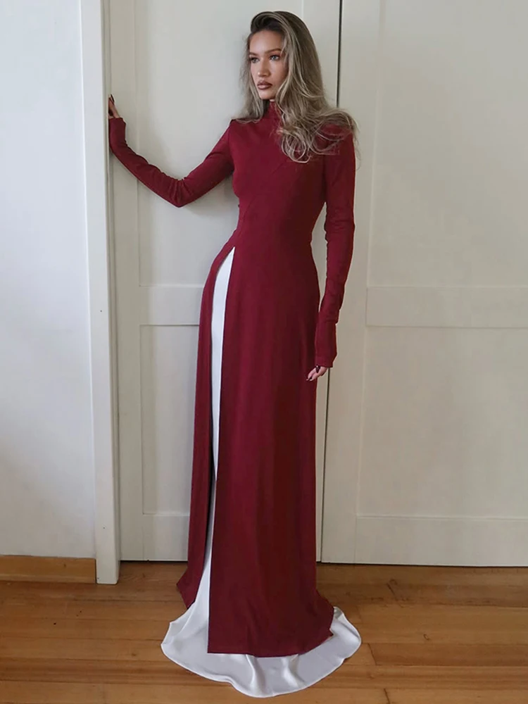 

Nibber водолазка длинная футболка женская с высоким разрезом и длинным рукавом однотонные обтягивающие эластичные простые классические элегантные модные осенние топы