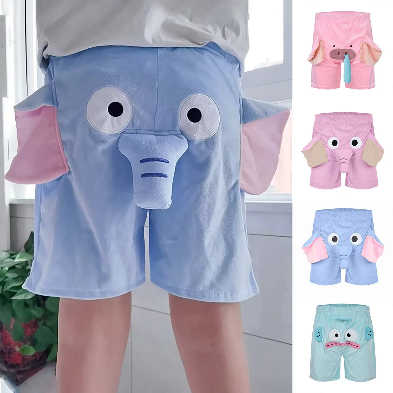 Men funny Shorts Elephant Boxer Novelty Short Humorous Underwear Prank Gifts Men Animal Themed Boxers pantalones ropa de dormir