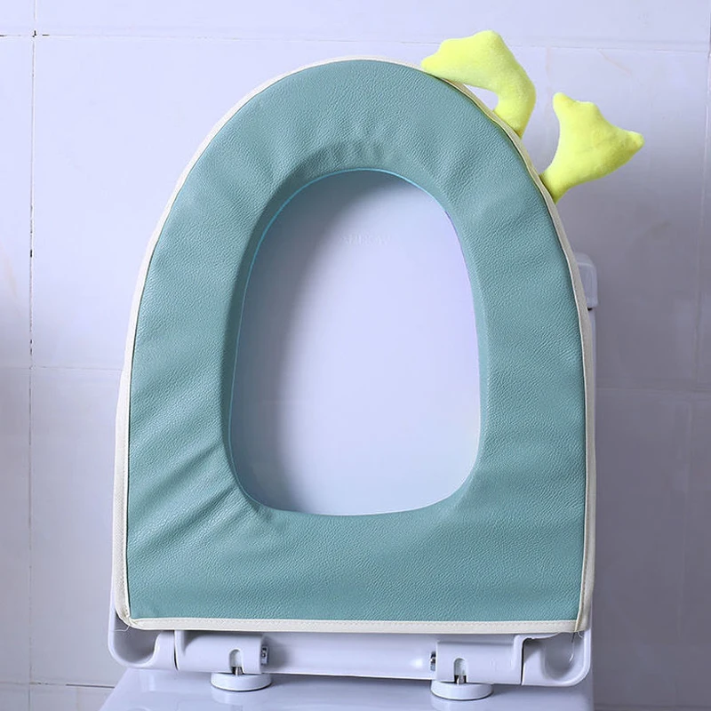 Zipper Type Short Plush Toilet Seat Cushion Autumn Winter Soft Warm Toilet Cushion Cover Cartoon Toilet Cushion With Handles