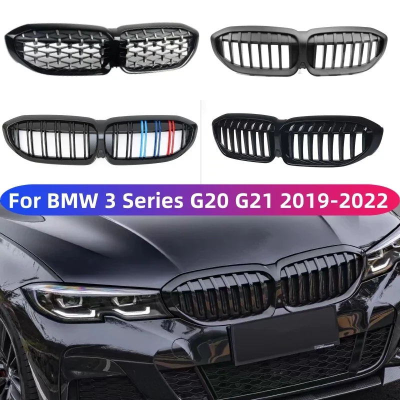 

For BMW G20 3-Series G20 G21 G28 2019-2022 Front Bumper Hood Kidney Grill Racing Grilles Replacement Black Diamond Meteor Style