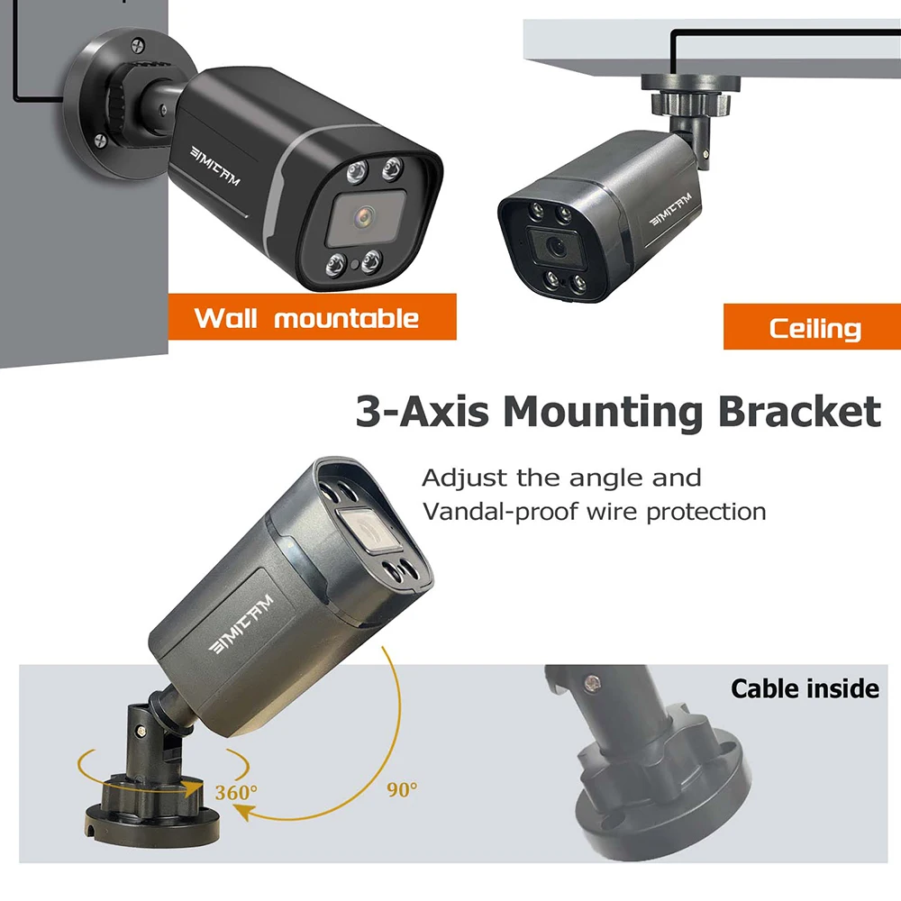 4K 8MP POE IP Camera, H.265 Audio Dome Security Camera, Human Detection, IR Night Vision, ONVIF, 48V POE, CCTV Surveillance Came