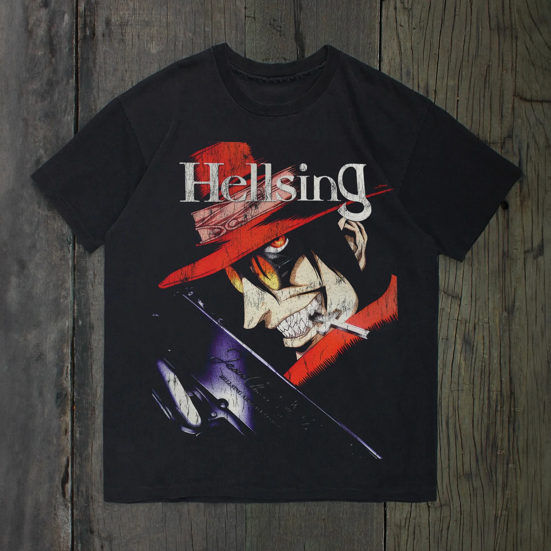 Retro Anime Hellsing Alucard Vampire Graphic T-Shirt Cotton Men Women Streetwear Tee