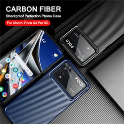 For Xiaomi Poco X4 Pro 5G Case Silicone Slim Carbon Fiber Back Cover Poko Poxo PocoX4 4X X 4 Pro X4Pro NFC Protect Bumper Fundas