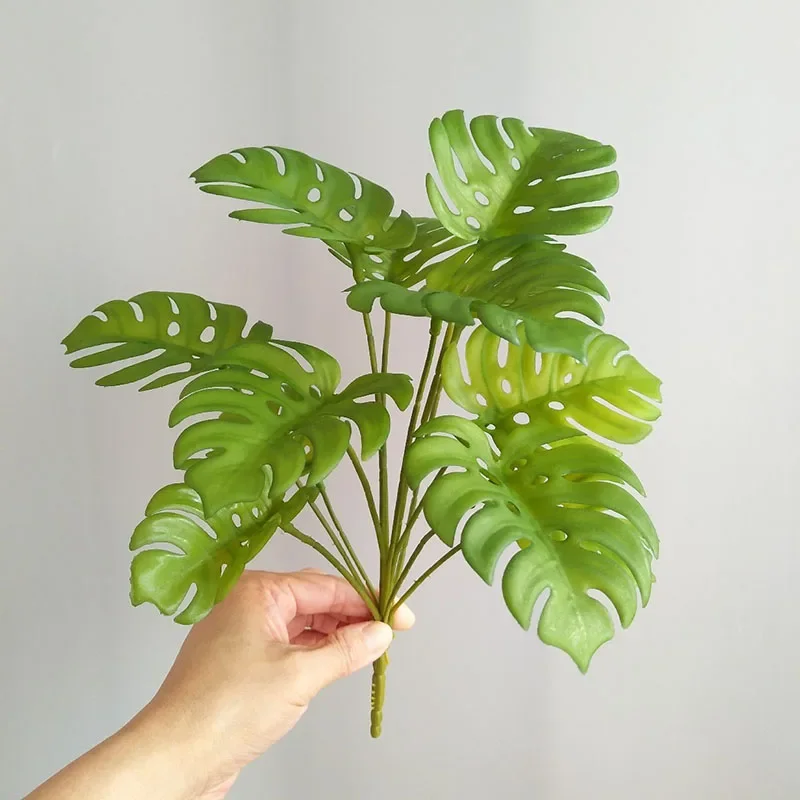 32 "große Gefälschte Pflanzen Tropical Monstera Künstliche Palme Kunststoff Blatt Wasser Anlage für Büro Schreibtisch Home Garten Grün decor – Detail 21