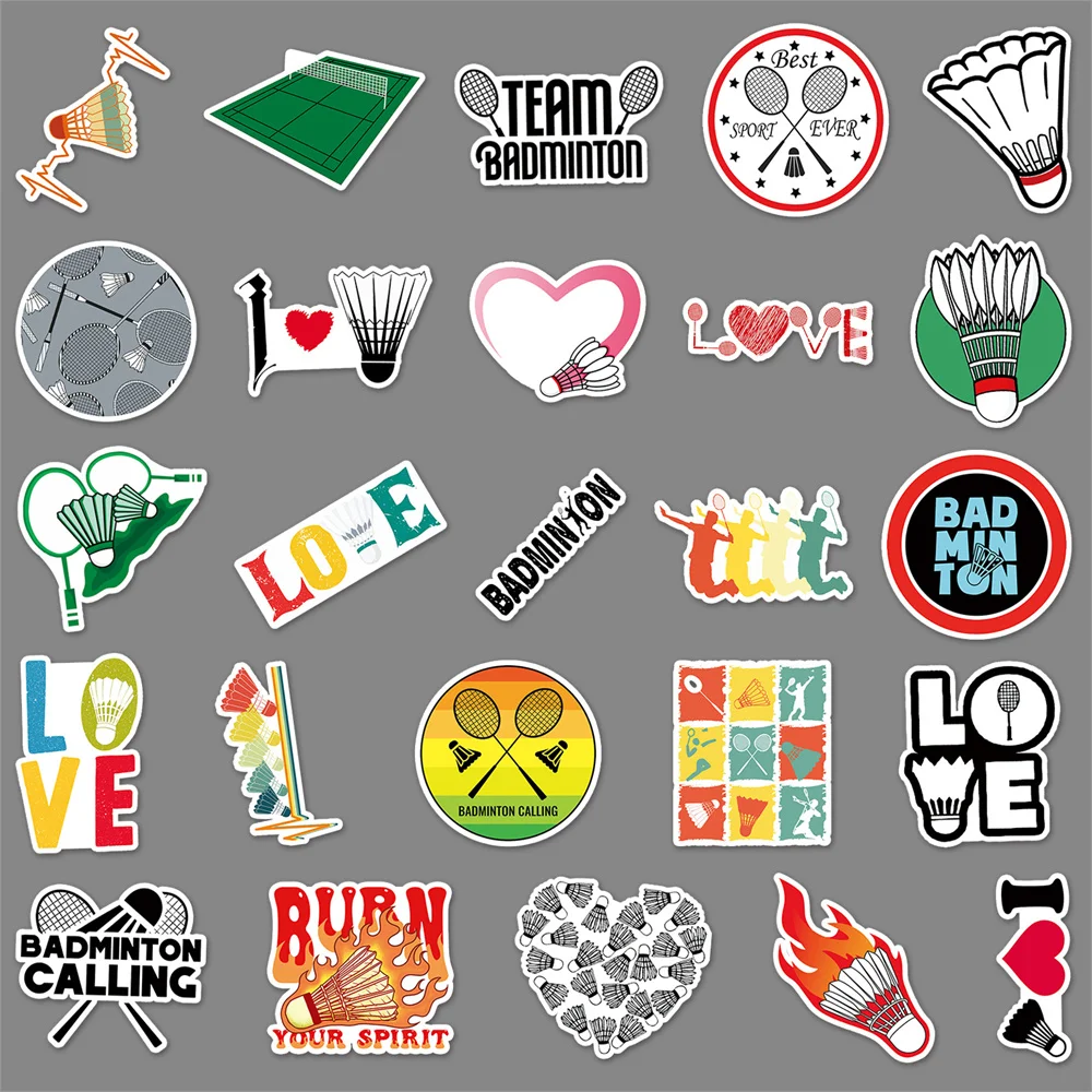 10/30/50PCS Badminton Sports Cartoon Personality Graffiti Creative Sticker Desk Guitar Computer Car Waterproof Sticker Wholesale