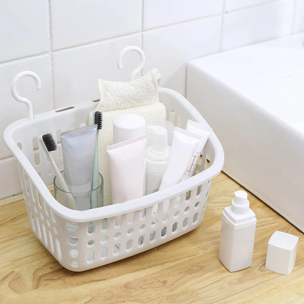 回転フック付きプラスチック製ハンギングシャワーバスケット、多機能バスルームアクセサリー、キッチン雑貨オーガナイザー