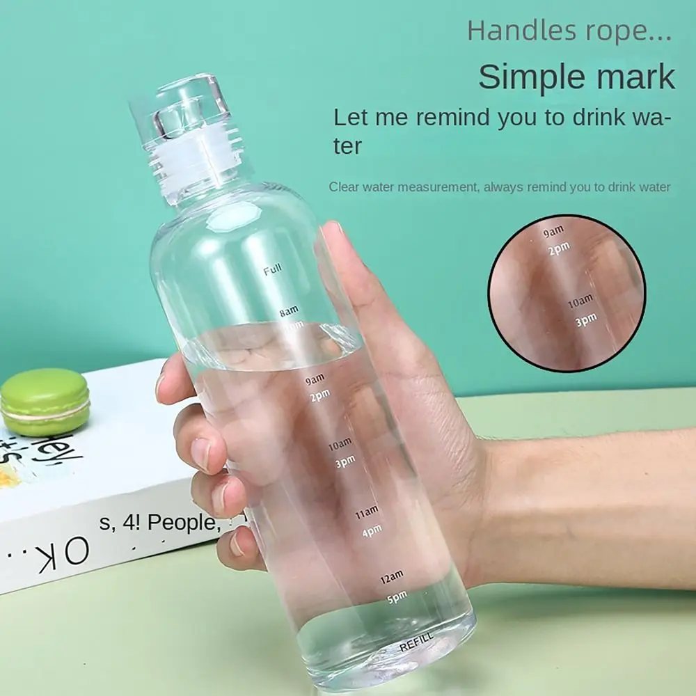 Portable 500/750ML Water Bottle Timescale Transparent Drinking Cup Leakproof Juice Bottle for Student view 4