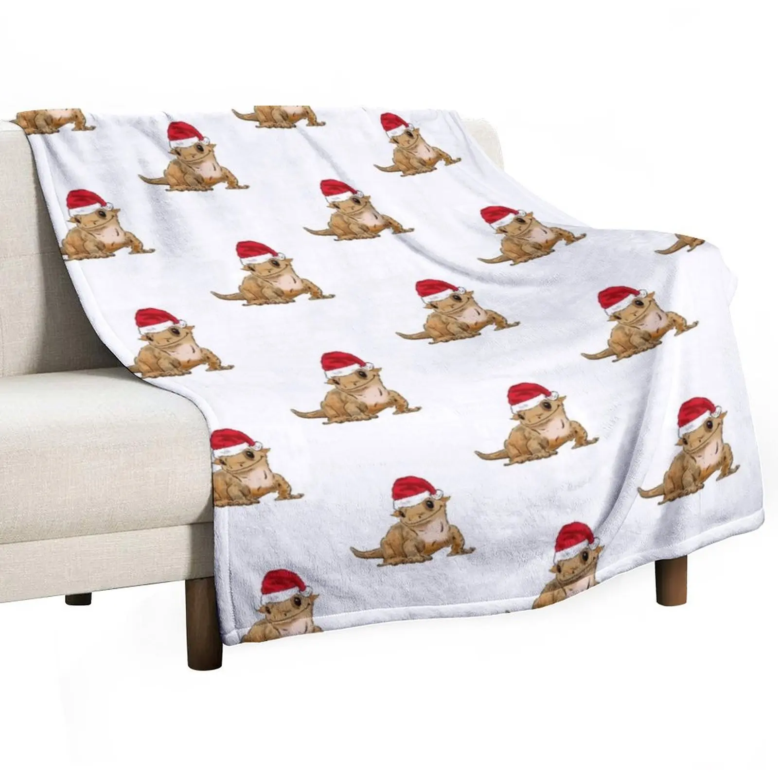 

Cute Christmas Crested Gecko, Santa Crestie, Gecko Lovers, Xmas Gecko in Santa Hat Throw Blanket