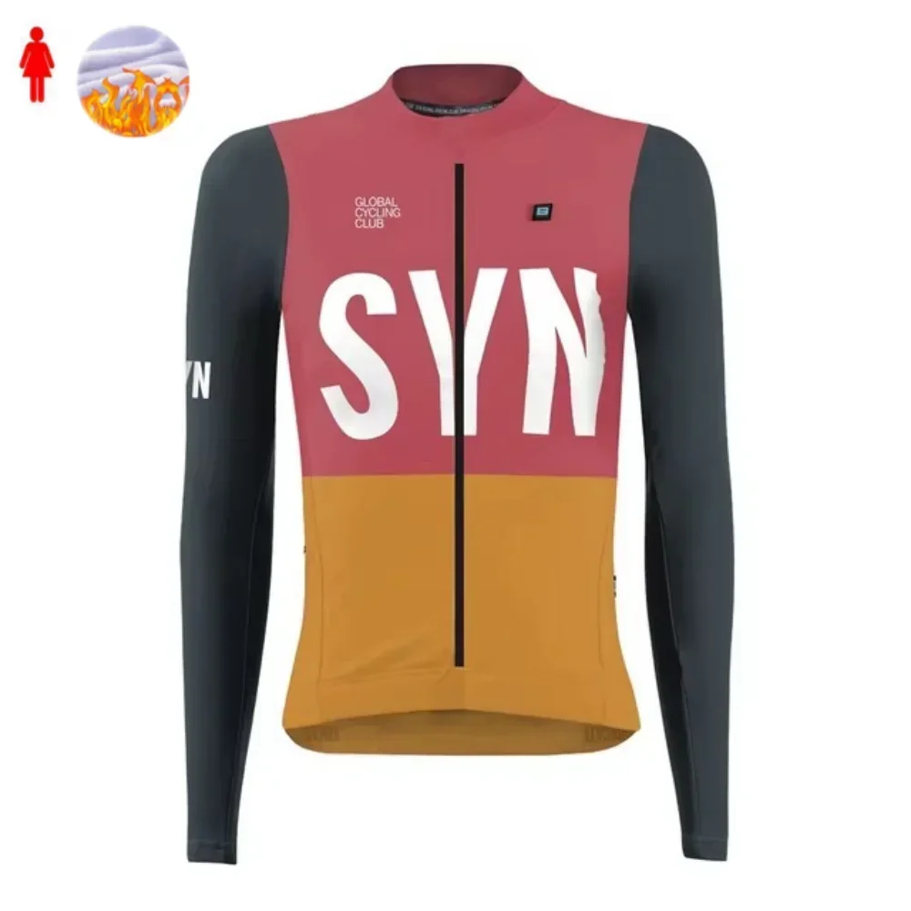 Women Winter Thermal Fleece SYN Cycling Jersey Pants Sports Set Clothing Cyclist Uniform Mtb Gel Road Bike Pro Team outdoor road