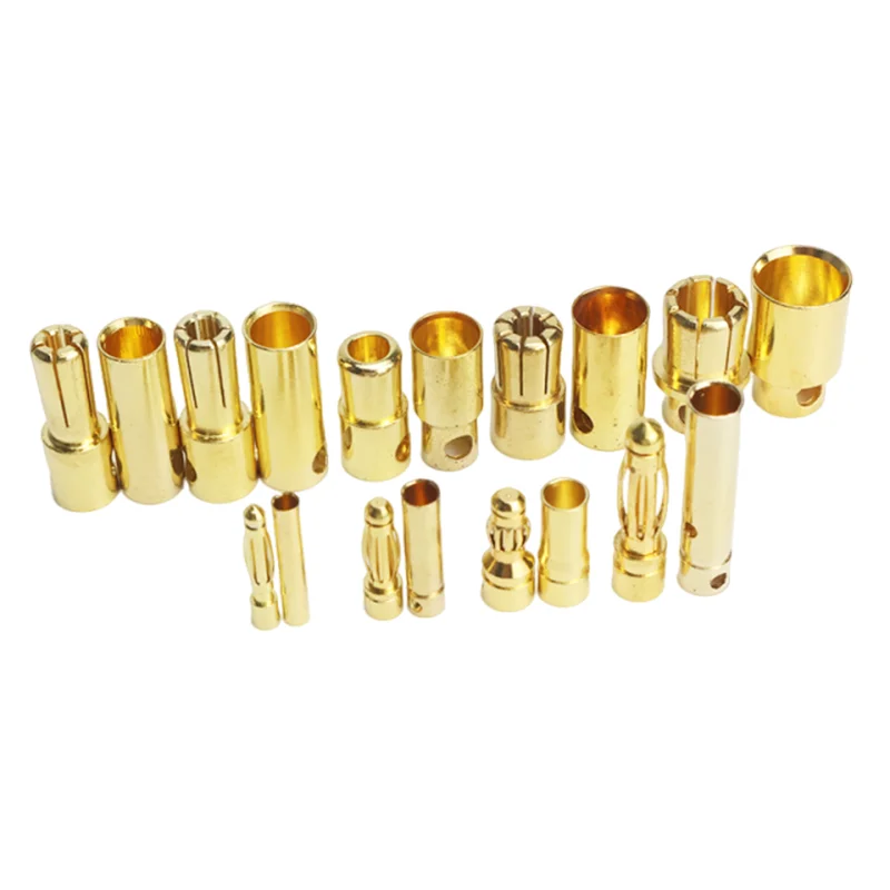 Male/Female Banana Bullet 10pair/Lot 2.0mm 3.0mm 3.5mm 4.0mm 5.0mm 6.5mm 8.0MM Connector Plug Gold-plated Adapter Expand