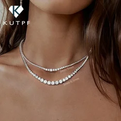 3-6.5mm Size dient All Moissanite Diamond Tennis Necklace with Certificate S925 Silver Riviera Necklaces Neck Chain for Women