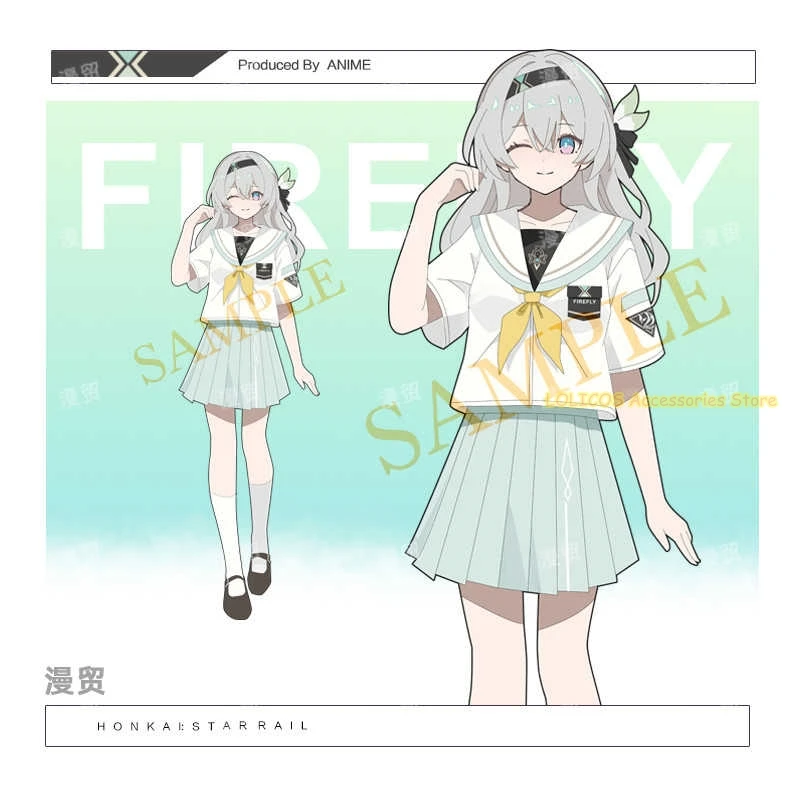 

Anime Honkai: Star Rail Firefly Theme Summer Casual Short Sleeve T-shirt Tops Student Costume Summer Tee JK Sailor Suit