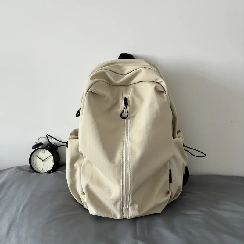 Large Capaci Pure Color Unisex Backpack Double Shoulder Bag School Bag Computer Bag Nylon Material Waterproof for Youth Stu...