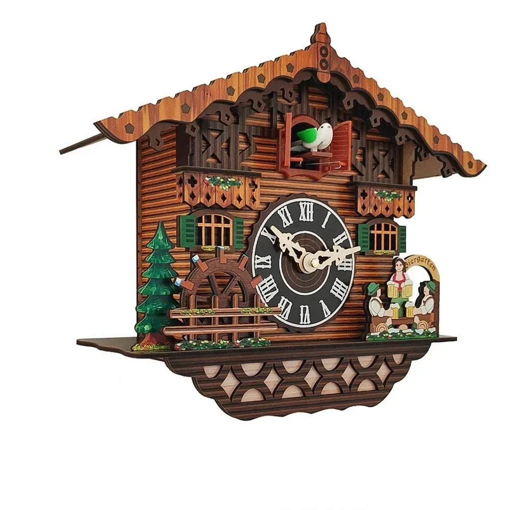 Large Handcrafted Wood Cuckoo Clock Every Hour Traditional Black Antique Chalet European Style Retro Mechanical House Pendulum