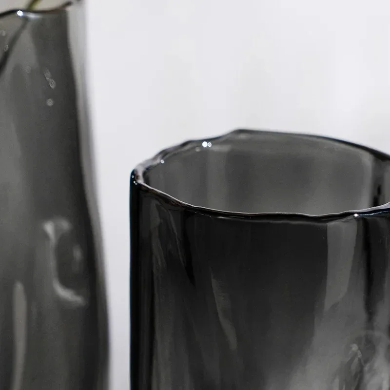 New Creativity Glass Vase Transparent Fold Lines Cylindrical Hydroponic Flower Arrangement Accessories Home Decoration Flow