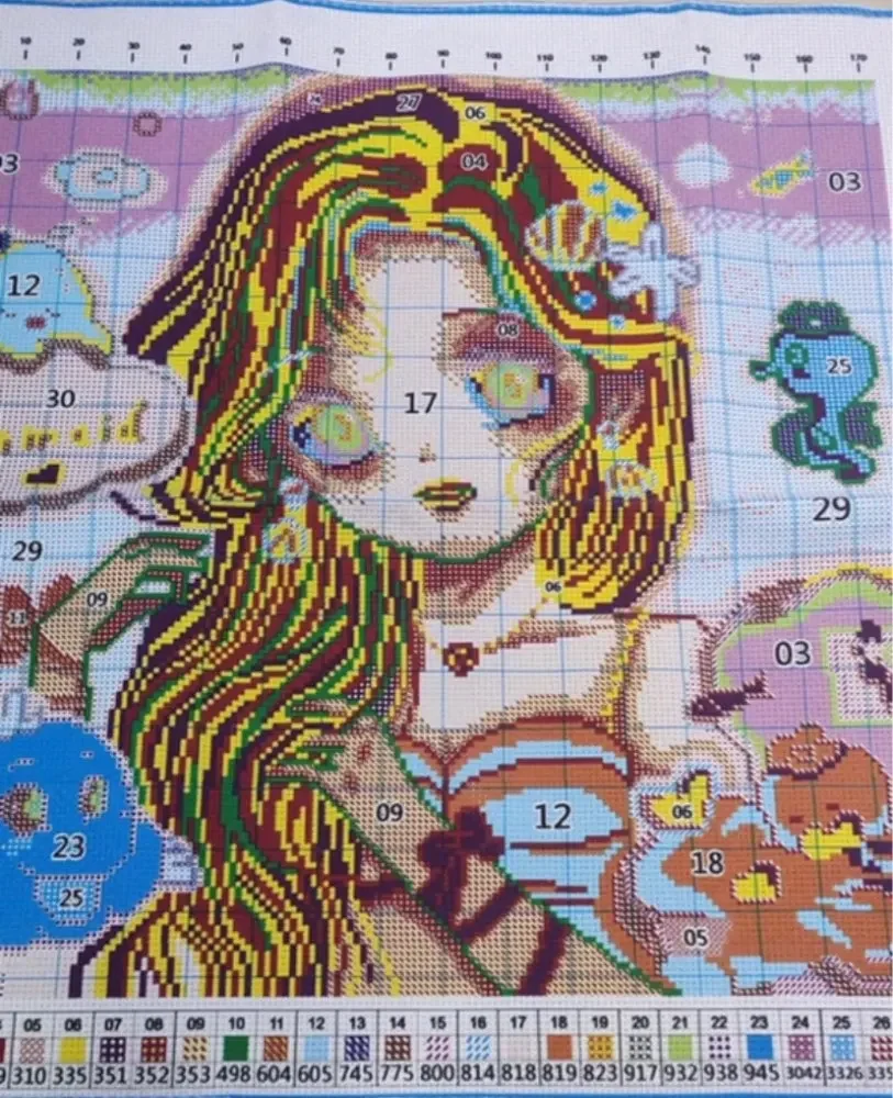 

9ct 60x60cm Girl Embroidery DIY Printed Kits Cross Stitch Thread Needlework Sets Home Decor Crafts