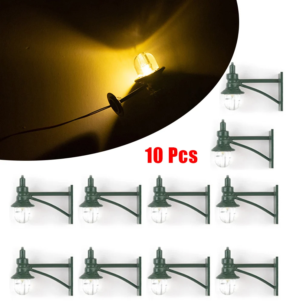 10Pcs Railway Train Warm White Lamp Wall Lights LED Street Light Layout HO Scale Home Decor Model Railroads Accessory