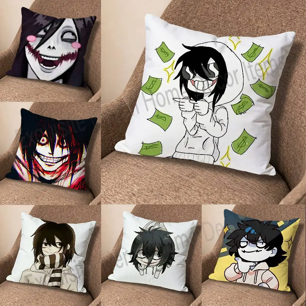 C-Creepypasta Killer J-Jeff Print Pillow Case Aesthetic Bedroom Decor 30x30 40x40 45x45 50x50 60x60 65x65cm