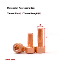 T2 Purple Copper Hexagonal Socket Screw/Conductive Bolt M2M2.5M3M4M5M6M8M10M12
