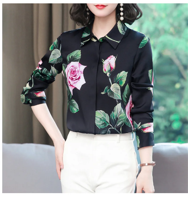 FANIECES 2024 Women shirt blouses Elegant Flower Shirt 3D Print High quality Long Sleeve Large size Female clothing Blouse 6211