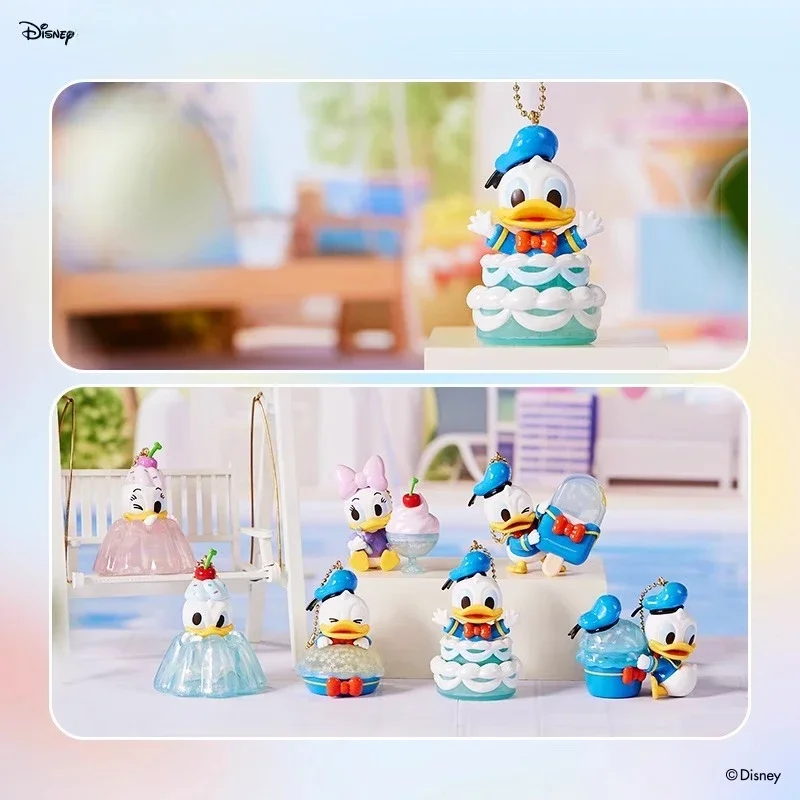 Nieuwe Disney Donald Duck Ice Sparkle Series Blind Box fuzzy sleutelhanger Leuke sleutelhanger voor meisjes, verzamelfiguur charme cadeau