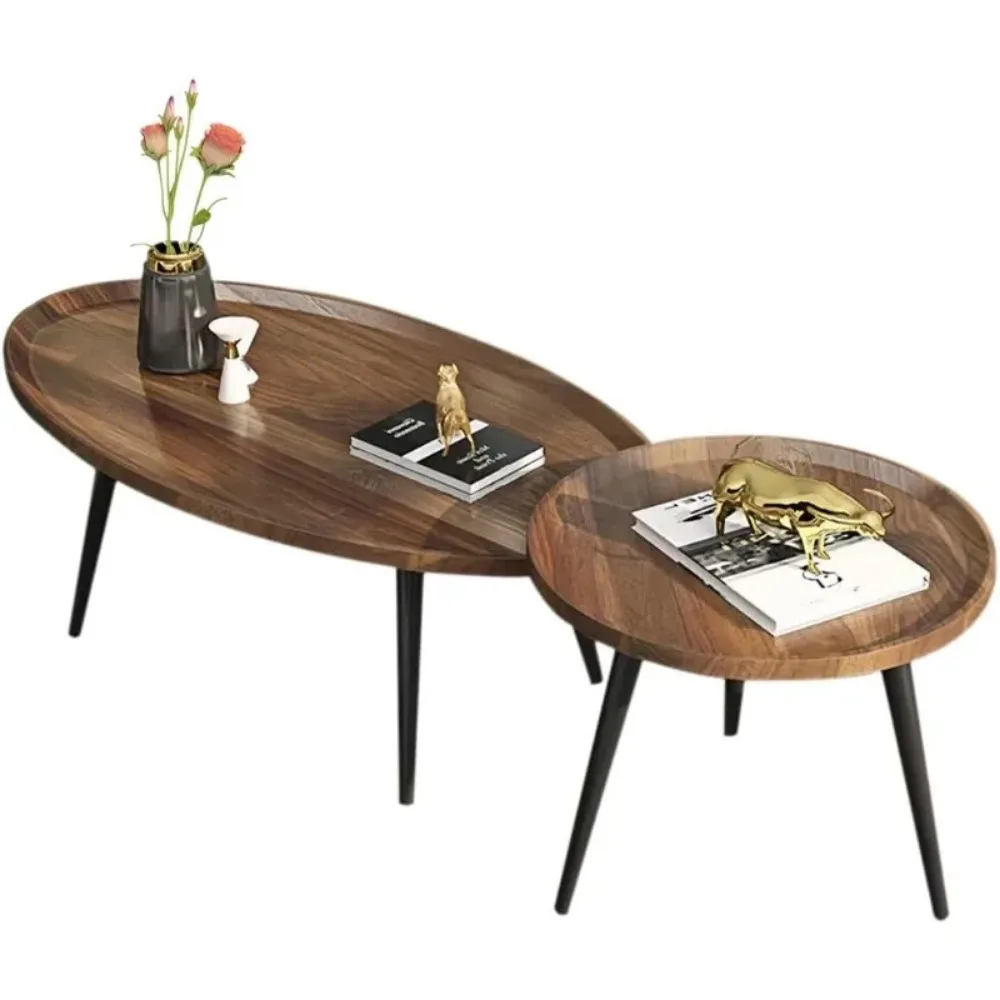 

Nesting Coffee Table, Walnut Wood Side Table, Unique MCM Mid Century Small End Table Set for Living Room, Bedroom, Hotel