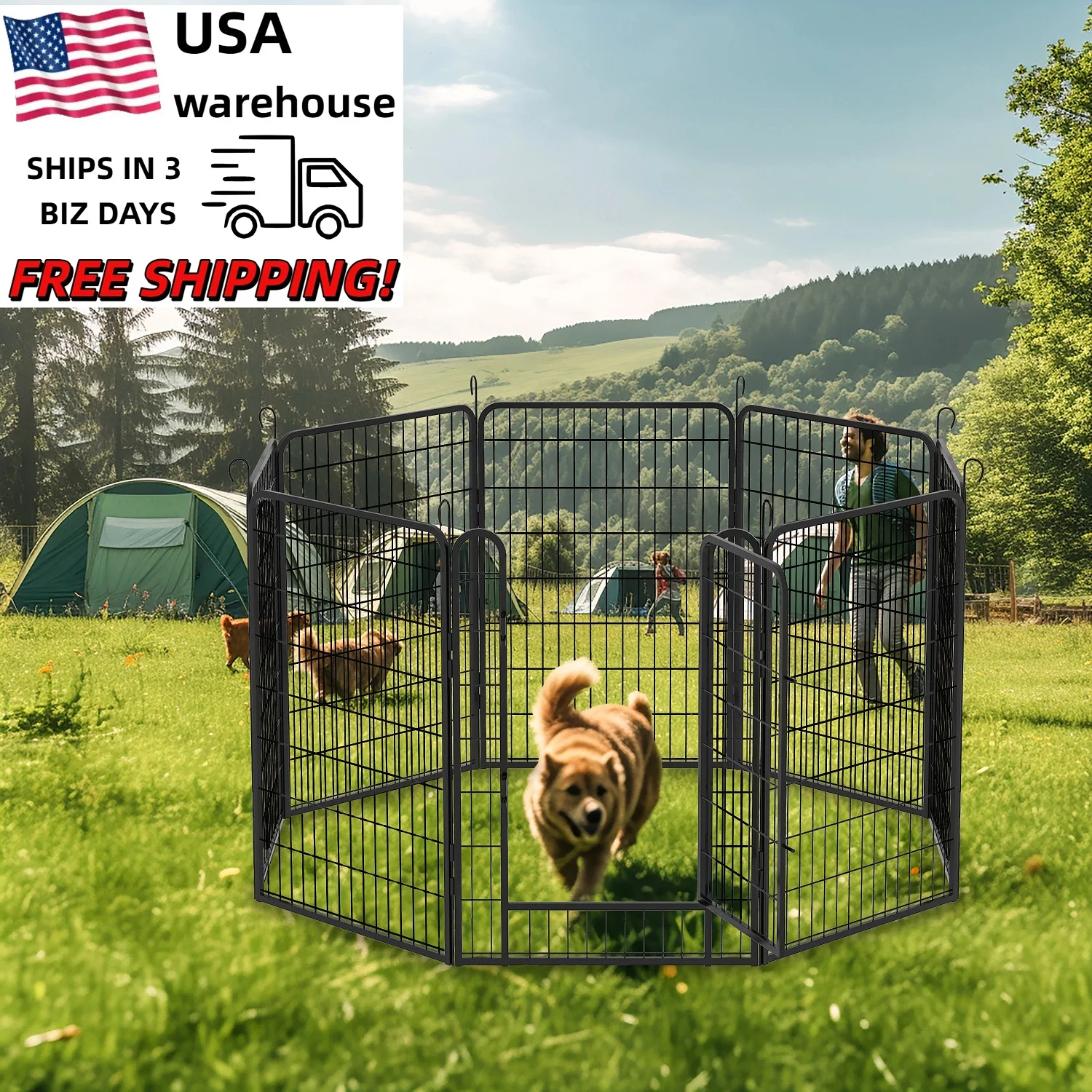 

40 Inch 8 Panels Metal Dog Playpen with Door Dog Fence Pet Exercise Pen Easy Assemble Indoor Outdoor