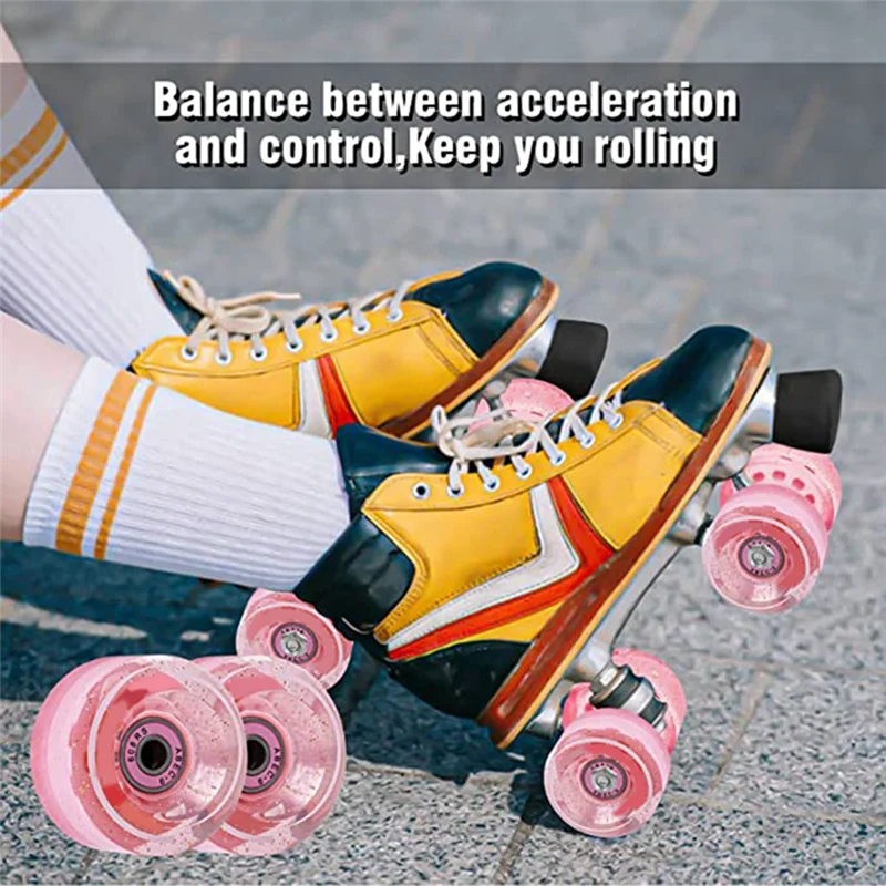 ABHS-4-Piece 32 X 58Mm 82A Roller Skate Wheels With Bearings For Indoor Or Outdoor Use, With Portable Skate Accessory Wrench