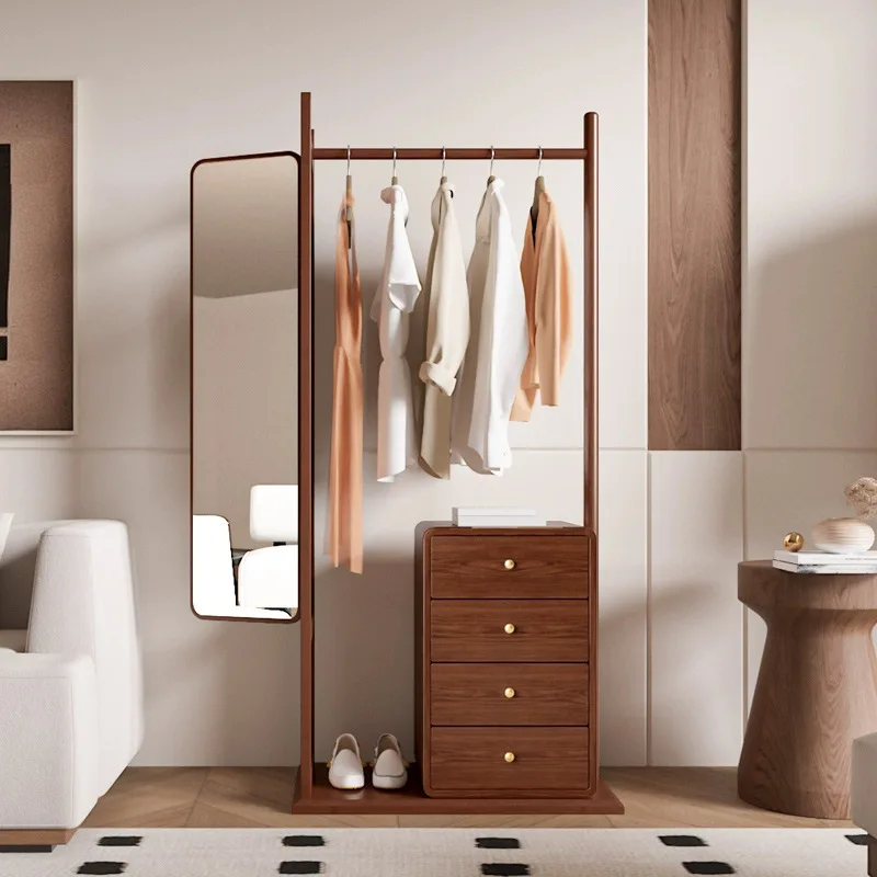 

Solid Wood Coat Racks Multi-functional Floor-standing Coat Racks Bedroom Drawer Living Room Furniture Die Garderobe YS40CC