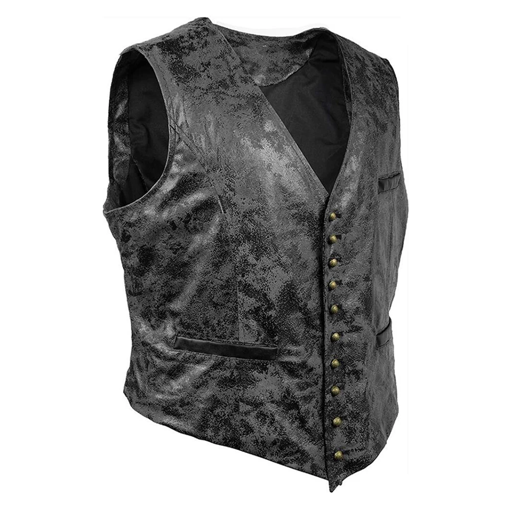 Stylish Solid Back Tuxedo Blazer Men\'s Leather Vest For Motorcycle Club With Concealed Carry Arms No Accessories