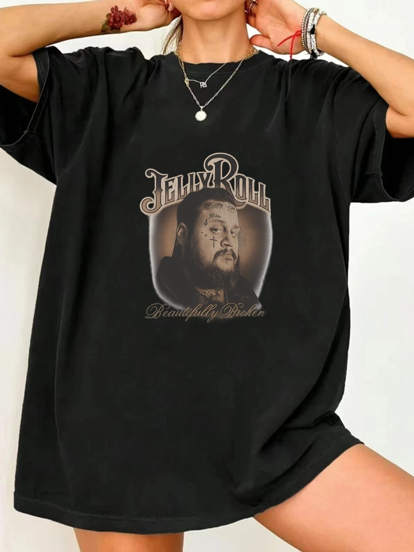 

【016685】 Женская футболка больших размеров с круглым вырезом и короткими рукавами, эластичными рукавами и модными принтами