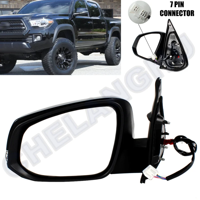 

For Toyota Tacoma 2016 2017 2018 2019 2020 2021 US Left Side 7Pins Black Heated Power Adjust Power Fold Rear Mirror Assembly