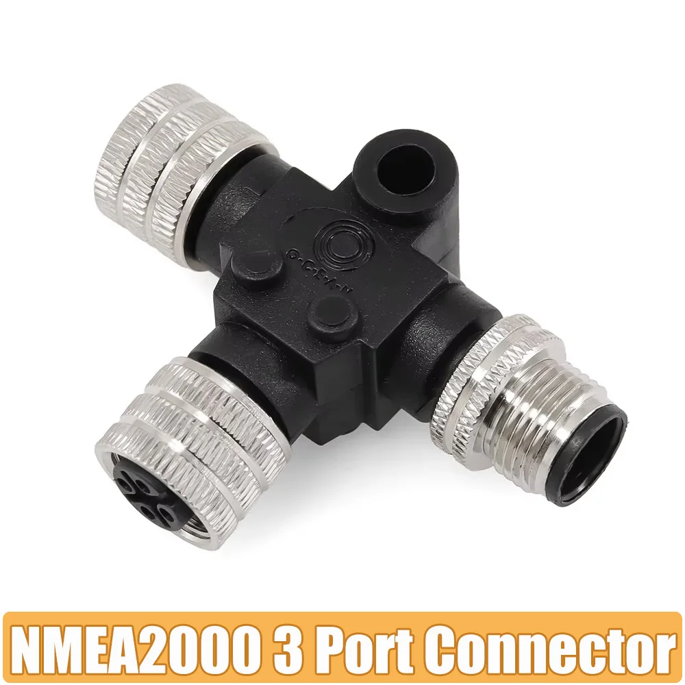 

NMEA 2000 3-портовый многопортовый T-разъем, стартовый комплект 0 ~ Ом, серебристый край, 3-ходовой адаптер для NMEA2000, аксессуары для лодки