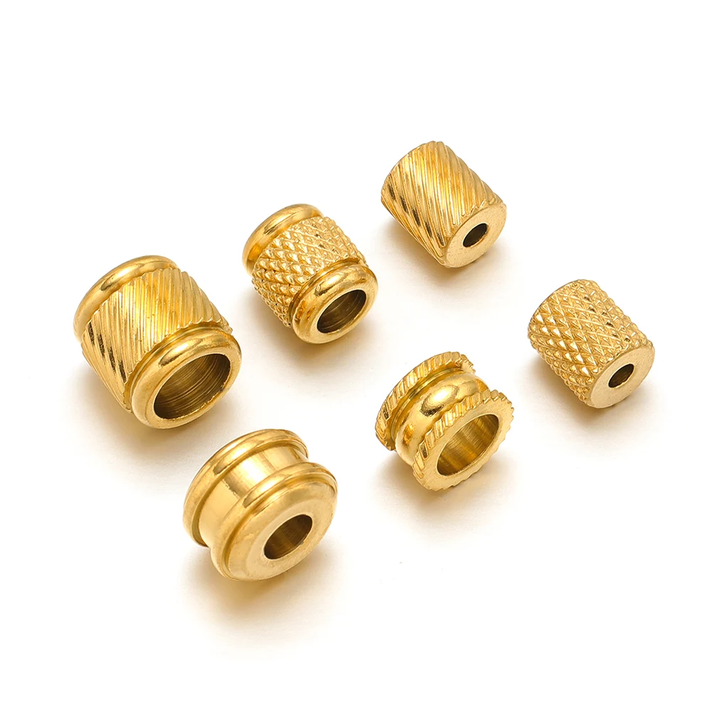 

20Pcs Stainless Steel Gold Color Cylinder Bead Loose Spacer Beads for DIY Jewelry Beaded Necklace Supplies Bracelets Accessories