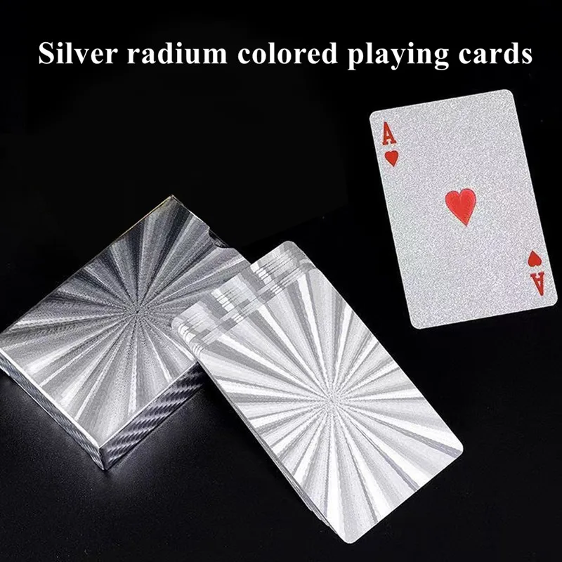 Spielkarten aus Silberfolie, Pokerspiel, wasserdichter Kunststoff, Poker-Geschenksammlung, Urlaubsparty-Aktivitäten, Schach- und Kartensouvenirs – Detail 8