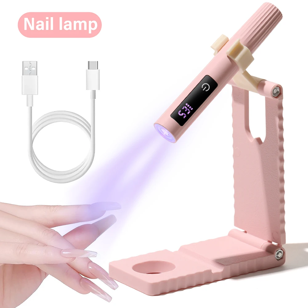 Cordless Nail Lamp with Stand Handheld UV Light with LCD Display for Gel Nails Rechargeable USB Nail Dryer for Fast Curing