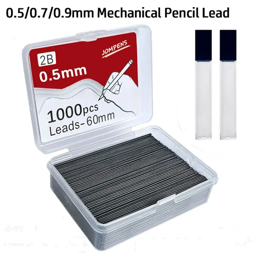 1000Pcs/Box Replacement Refill for Mechanical Pencil 0.5/0.7/0.9mm 60mm Length 2B Mechanical Pencil Refill Art Drawing Supplies