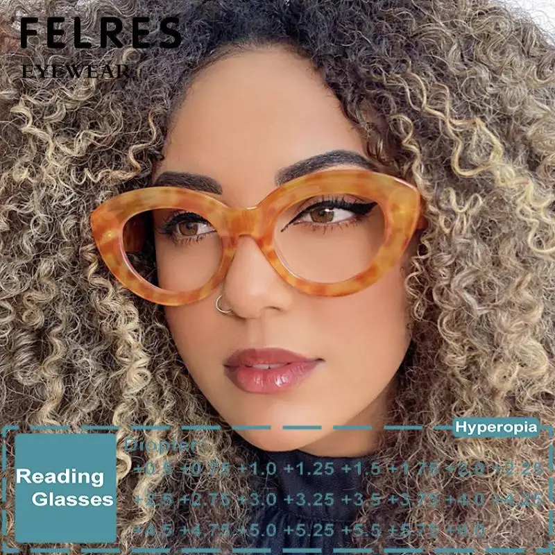 New Anti Blue Light Reading Glasses Women Cat Eye Oval Frame Presbyopic Eyeglasses Clear Stripe Fashion Computer Optical Goggles