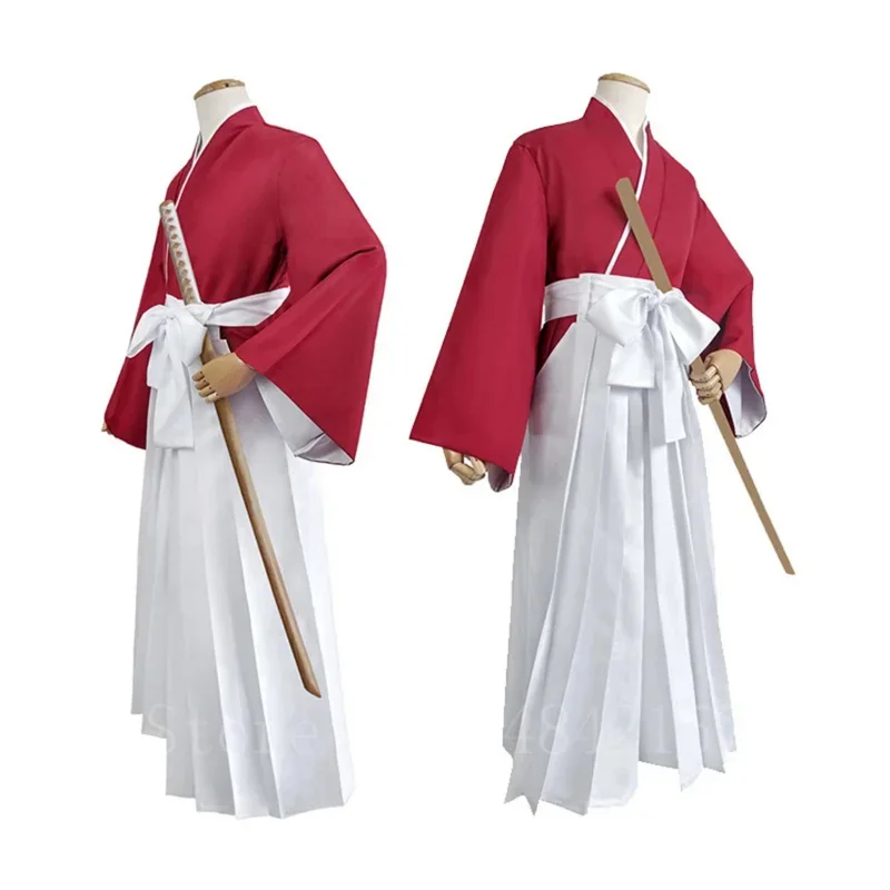 Japanese Style Anime Cosplay Costume HIMURA KENSHIN Kimono Halloween Party Fancy Samurai Kendo Clothing Set Top Pants Belt MN4