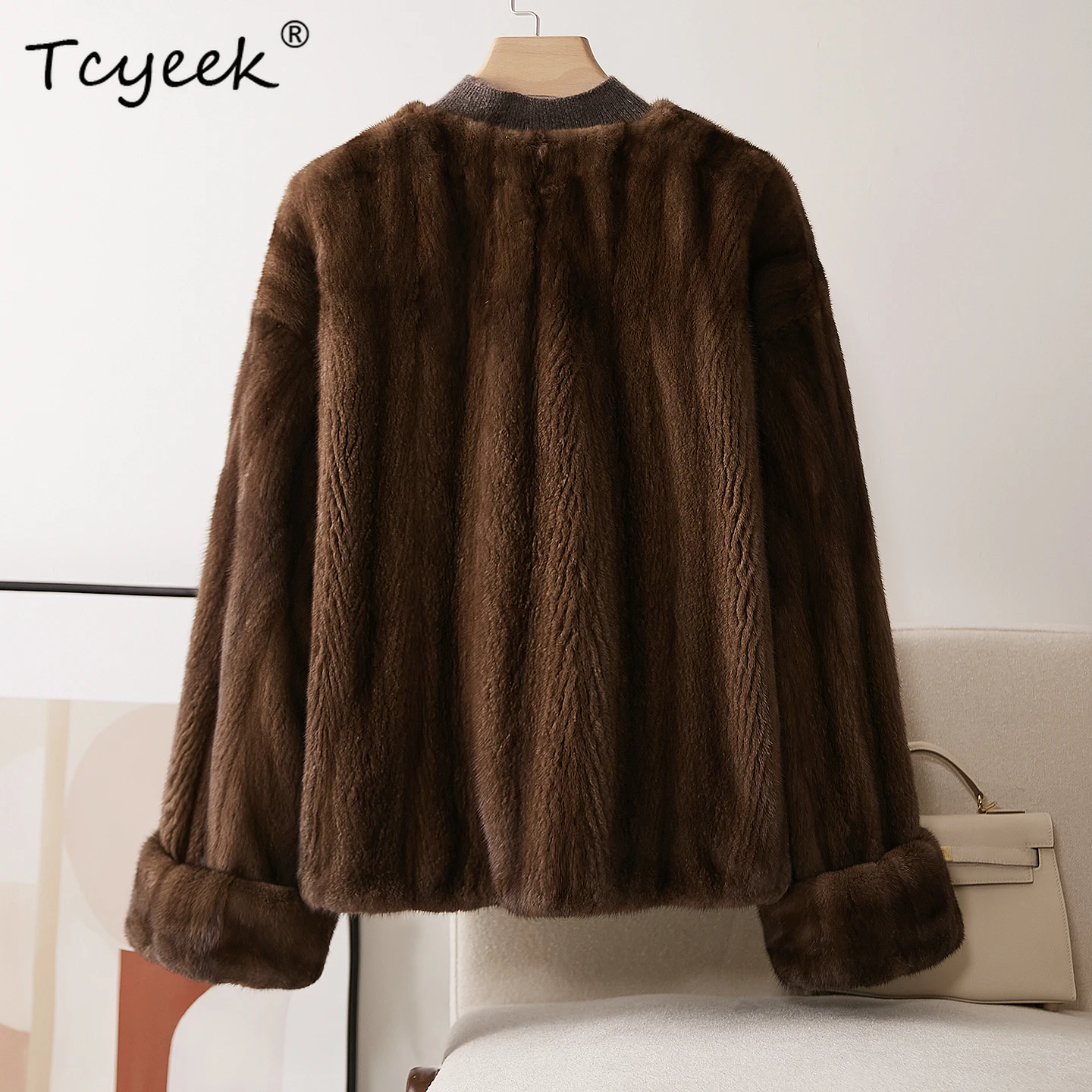 Tcyeek casaco de pele de vison natural feminino roupas de inverno jaqueta de pele real casaco de vison inteiro das mulheres novo em outerwears 2025 Пohanaто Ж onderdelenе