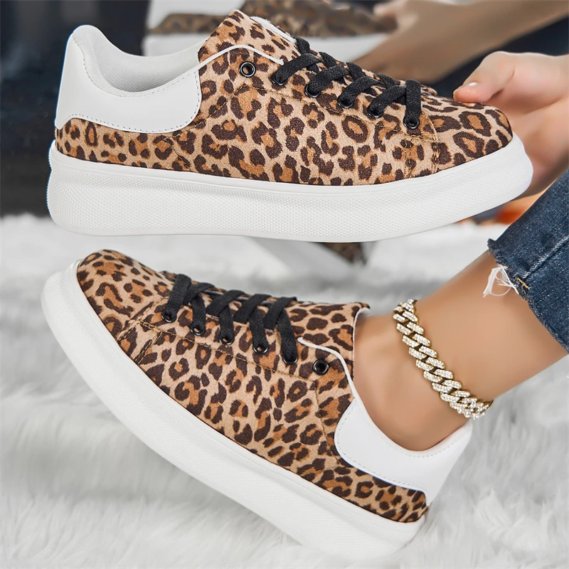 Clássico leopardo tênis feminino moda casual marrom formadores sapatos masculinos respirável plataforma leve elegante tênis feminino